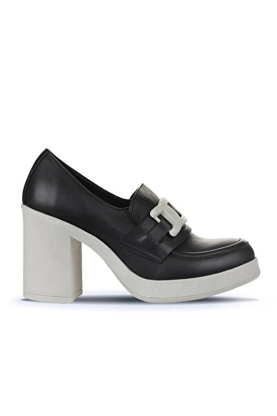 Bueno Shoes Pantofi cu toc de damă din piele neagră gri 01wz3201