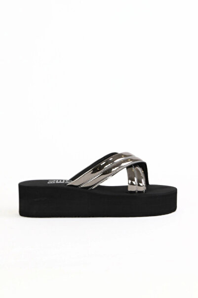 Bueno Shoes Platinum sjajne zrcalne ženske papuče na tankom potplatu 26wt614536
