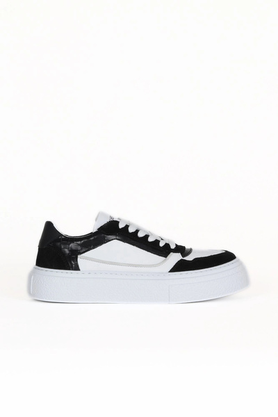 Bueno Shoes Μαύρα Λευκά Multi Leather Γυναικεία Αθλητικά Παπούτσια 16wa8204