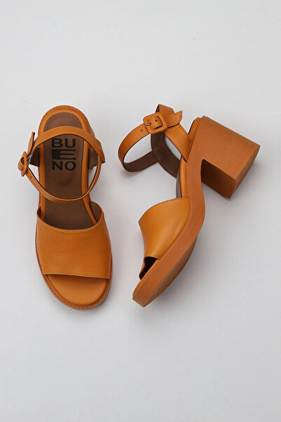 Bueno Shoes Sandale cu toc pentru femei din piele portocalie 01wy12502
