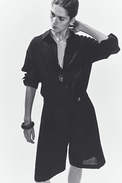 H&M Keten Karışımlı Bermuda Şort