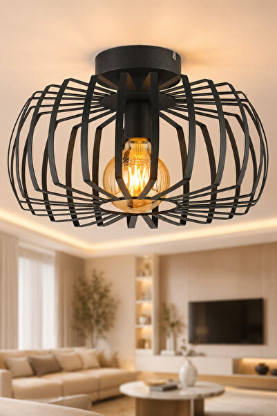 NisaLuce Star Metal Plafonyer Avize Siyah •• Modern Salon Avizesi Mutfak Yata...