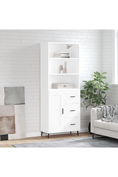 Concept Dulap înalt, alb, 69,5x34x180 cm, lemn compozit