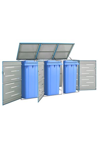 Concept Magazie pentru trei pubele, 207x77,5x115 cm, oțel inoxidabil