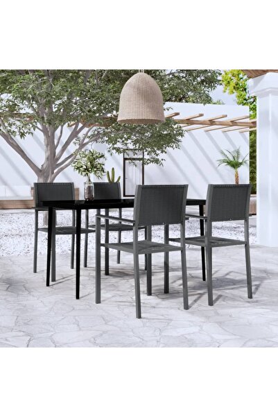 Concept Set de mobilier de grădină, 5 piese, negru
