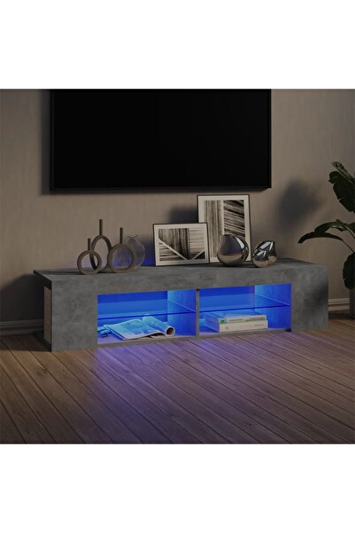 Concept Comodă TV cu lumini LED, gri beton, 135x39x30 cm