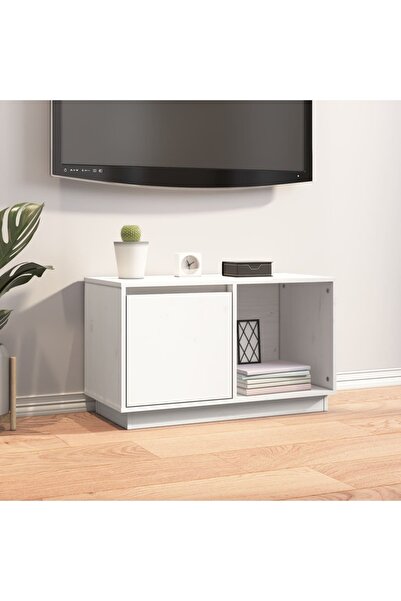 Concept Comodă TV, alb, 74x35x44 cm, lemn masiv de pin