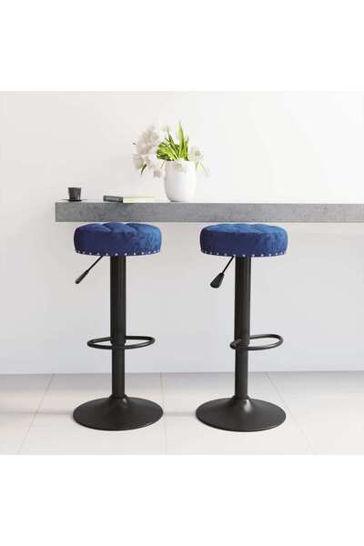 Concept Scaune de bar, 2 buc., albastru, catifea