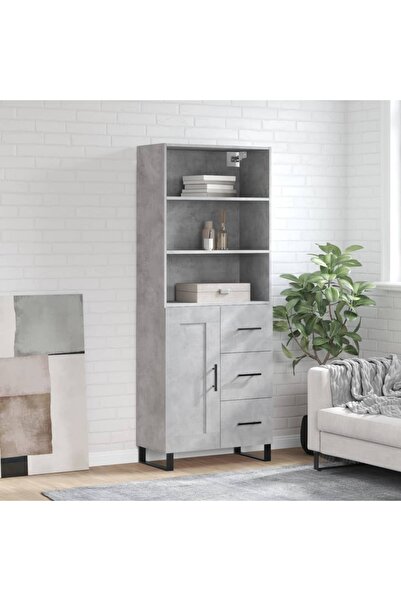 Concept Dulap înalt, gri beton, 69,5x34x180, lemn compozit
