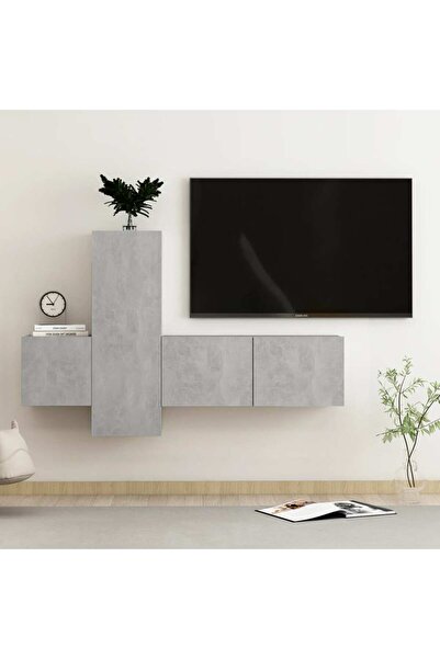Concept Set comode TV, 3 buc., gri beton, PAL