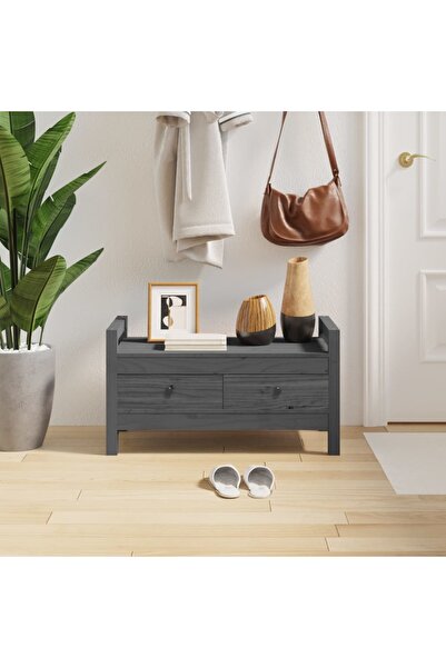 Concept Bancă de hol, gri, 80x40x43 cm, lemn masiv pin