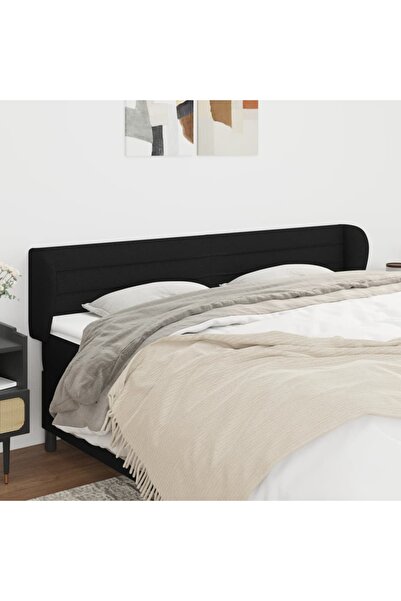 Concept Tăblie de pat cu aripioare negru 163x23x78/88 cm textil