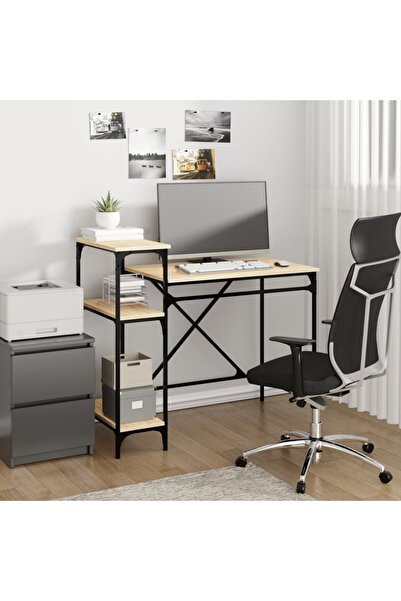 Concept Birou cu rafturi, stejar sonoma 105x50x90 cm lemn compozit/fier