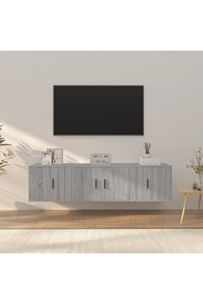 Concept Set dulap TV, 3 piese, gri sonoma, lemn prelucrat