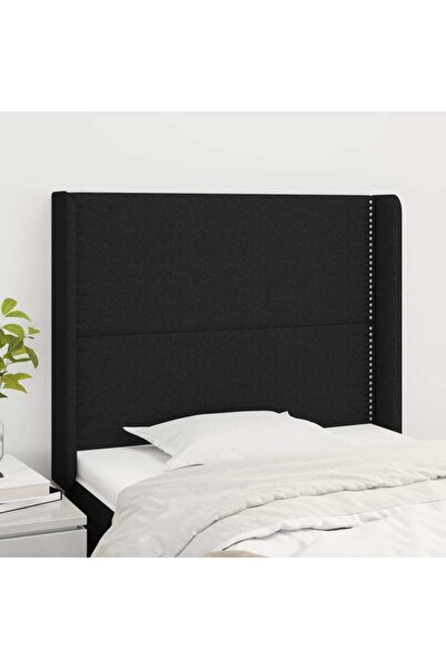 Concept Tăblie de pat cu aripioare, negru, 103x16x118/128 cm, textil
