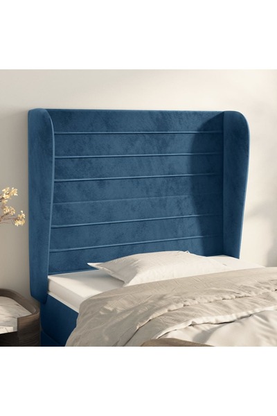 Concept Tăblie pat cu urechi albastru închis 103x23x118/128cm catifea