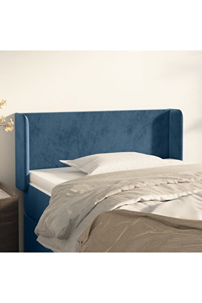 Concept Tăblie pat cu aripioare albastru închis 83x16x78/88 cm catifea