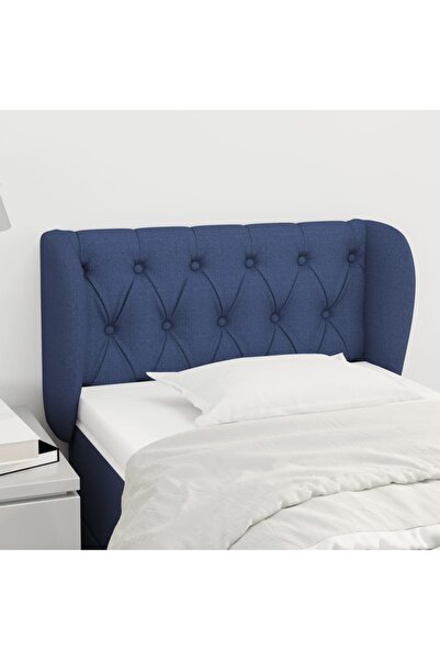 Concept Tăblie de pat cu aripioare, albastru, 83x23x78/88 cm textil