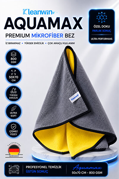 Kleanwin Aquamax Mikrofiber Oto Kurulama Havlusu 50x70 cm, 800 GSM | Emici Ar...
