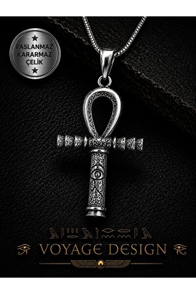 voyageaccessory Horus Gözü Detaylı Paslanmaz Çelik Antik Mısır Ankh Kolye