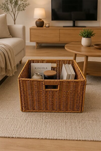 Bayev Favorite 9190 Rattan Katlanabilir Kutu Örgü Dekoratif Sepet Gazetelik- ...