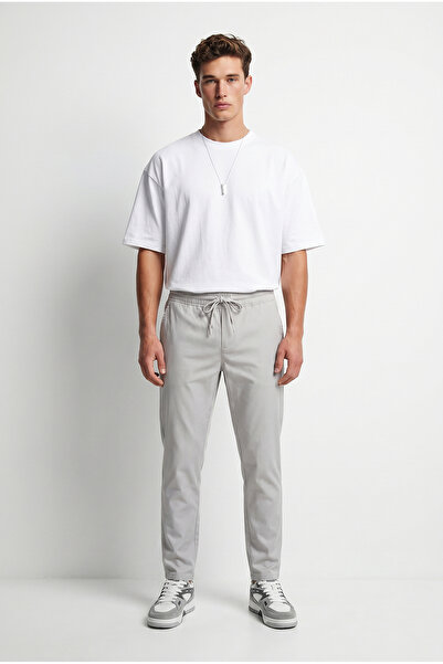 VENA Men's Alfred Elastic Waist Gabardine Trousers - Stone