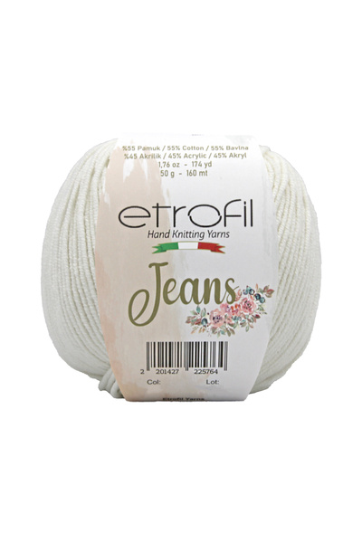 Etrofil Fir de tricotat din denim Ecru 55% Bumbac 45% Acril 50g 160m (028)