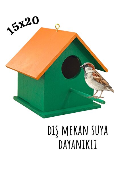 değerli hobi Ahşap Kuş Yuvası Kuş Evi Dış Mekan Suya Dayanıklı 15x15x20 Cm
