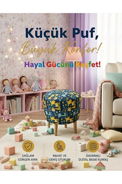 MEDET HOME zürafa puf trend puf f koltuk puff bench dekoratif bohem doğal gür...