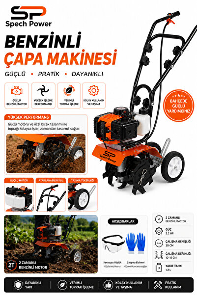 Spech Power Germany Motor Bakır Sargılı Benzinli Mini Çapalama Makinesi 25 cm...