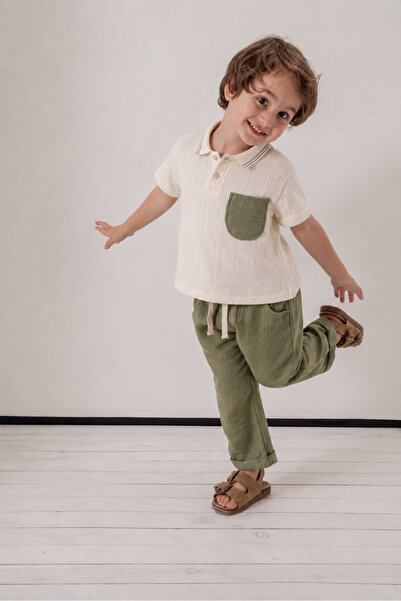 Jikko Baby Erkek Çocuk Polo Yaka Triko Üst Pantolon Takım -3717