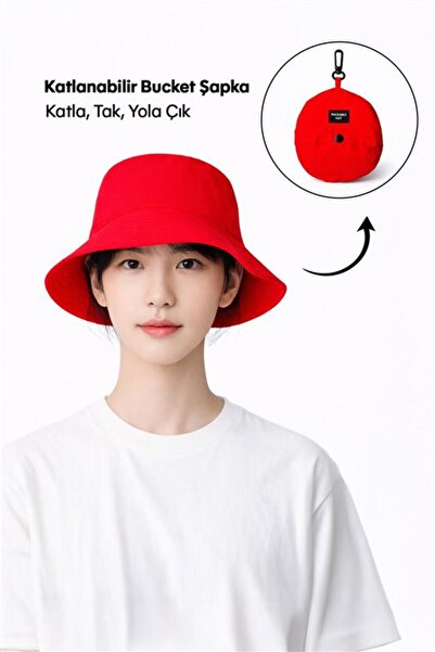 Ecrou Foldable Charm Bucket Hat Red