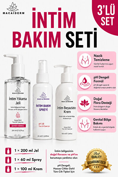 Macaiderm Genital Bölge Bakım Seti ,Özel Bölge İntim Bakım Seti Losyon,Sprey ...