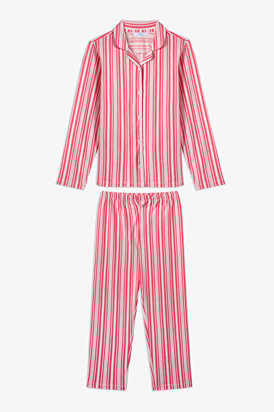 Penti Set de pijamale roz pentru fete, cu bumbac piese, cu mâneci lungi și na...