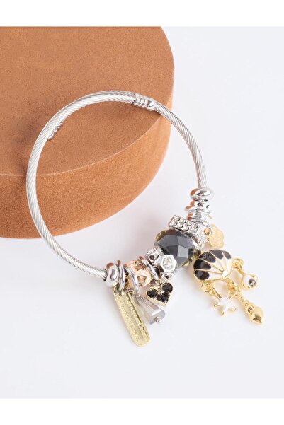 Jimmy Key Gümüş Rengi Çok Figürlü Çelik Charm Bileklik