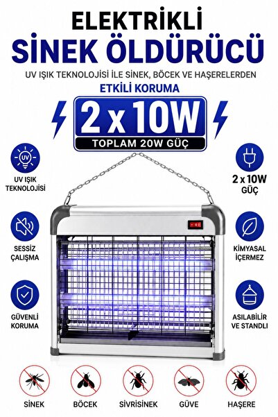 Yussraw Elektrikli Sivrisinek Yok Edici Sinek Öldürücü Büyük Boy Mavi Işık UV...