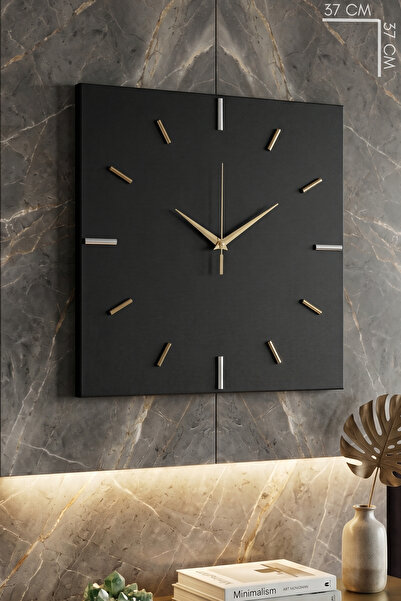 MOOCLOCK Kare Model Dekoratif Metal Akar Sessiz Mekanizmalı Lüks Duvar Saati ...