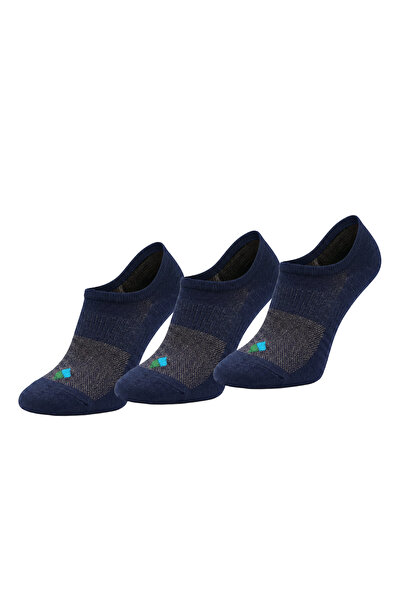 Bonny Silver Odor-Free No Show Booties Women's Navy Blue Silver Socks 3-Pack