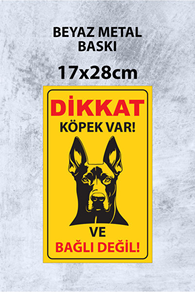 Grafiklas Dikkat Köpek Var Metal Levha – A4 (21x29 cm) Uyarı Tabelası Bahçe v...