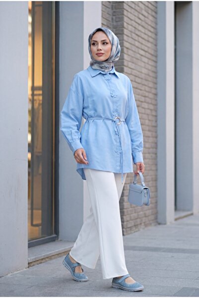 Modamorfo Modal Tunic with Floral Detail on the Front and Buckle Belt - Baby ...