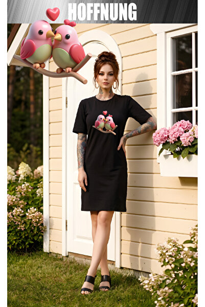 HOFFNUNG Women's Short Sleeve Crew Neck T-Shirt Dress Nightgown