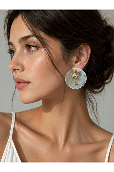 Arthesia Jewelry Sea-Themed Large Plate Earrings |   Dolphin & Seashell Detai...