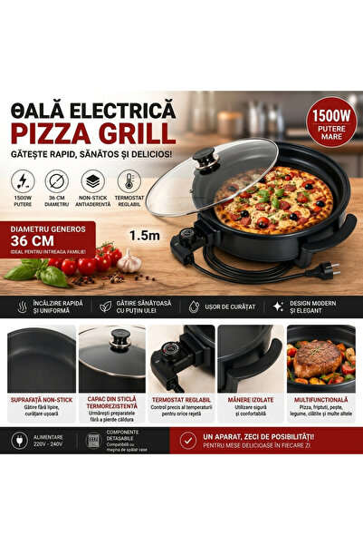 tns Oala electrică rotundă pentru gătit pentru pizza grill sarmael orez