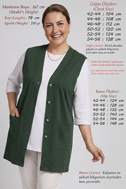 Laden Women's Plus Size Stone Detailed Summer High Quality Viscose Mother Ves...
