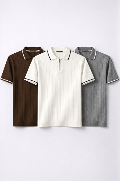 legends butik Erkek Fitilli Triko Polo Yaka Tişört 3’lü Set – Terletmeyen Pam...