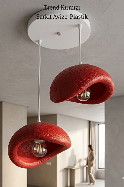 Oxyteez Modern Bohem Beton Görünümlü 2’li Sarkıt Avize Salon Oturma Odası İçi...