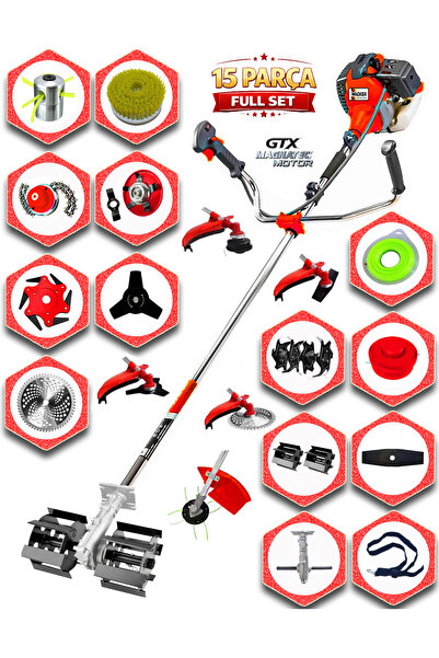 Wacker Pro Germany W-F50 11 İn 1 FUL Set Yan Tipi Benzinli Tırpan + Toprak Eş...