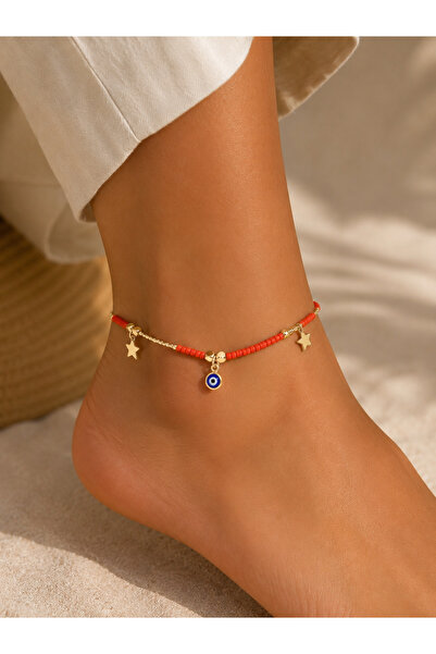 Adata Jewelry Yıldız Nazar Boncuğu Model Miyoki Halhal Turuncu 22 cm