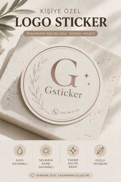 GSticker Kişiye Özel Firma Şirket Marka Butik Logo Sticker Paketleme Kargo Am...