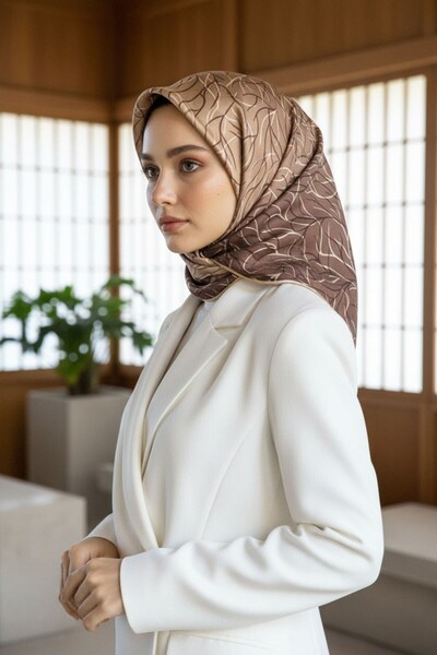 Vissona %100 Twill İpek Degrade Desenli Taş Renkli 90x90 Eşarp Dikim Şekli : ...